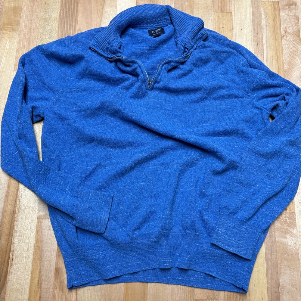 J. Crew Men's Vibrant Blue quarter Zip-Up Sweater